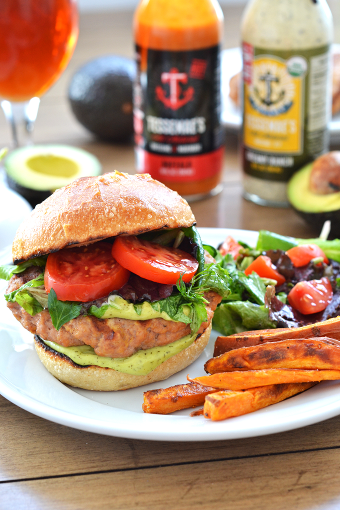 These Buffalo Turkey Burgers with Avocado Ranch Sauce are Paleo & Whole30 approved! Perfect for game day or a weeknight dinner!