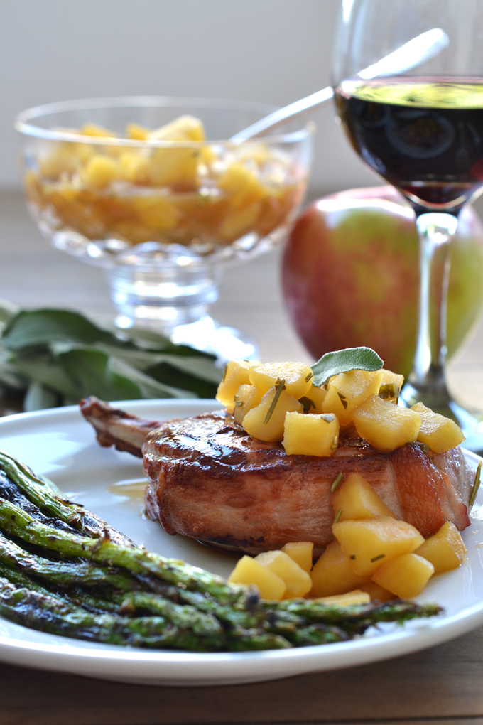 These Grilled Pork Chops w/ Herb Apple Compote are the perfect Fall Paleo & Whole30 Meal!