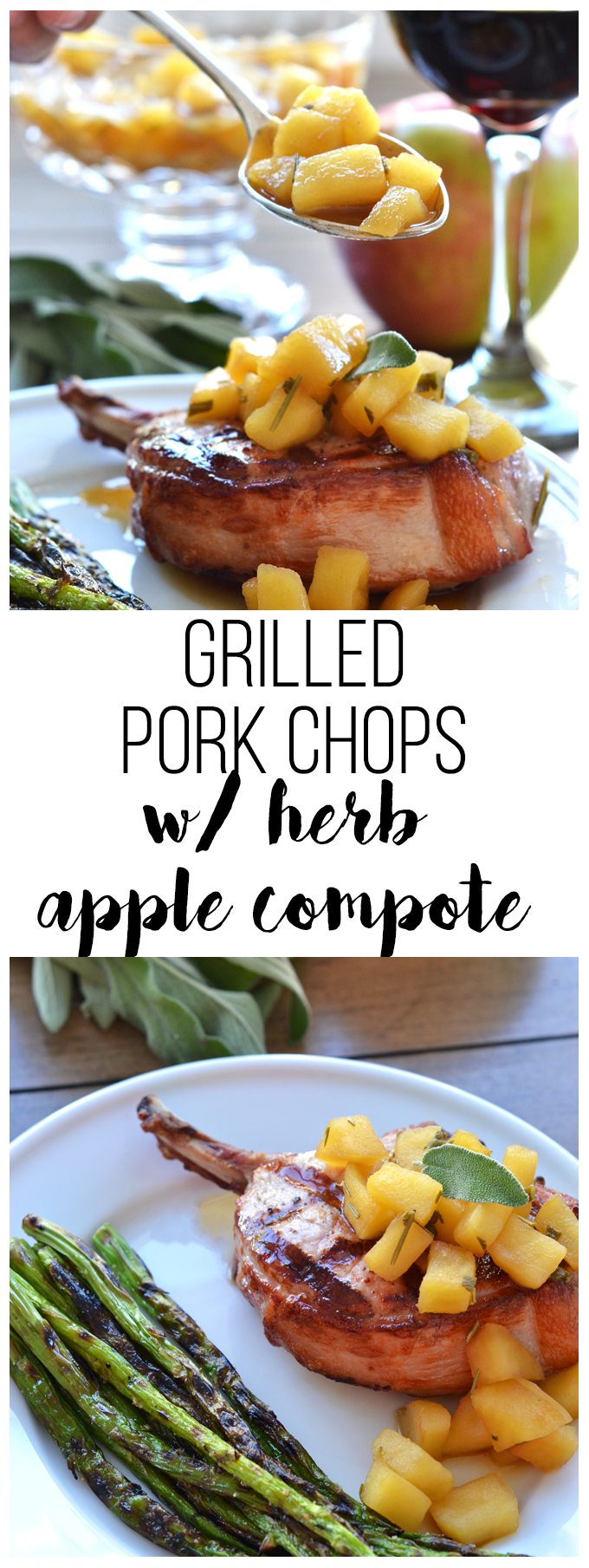 These Grilled Pork Chops w/ Herb Apple Compote are the perfect Fall Paleo & Whole30 Meal!