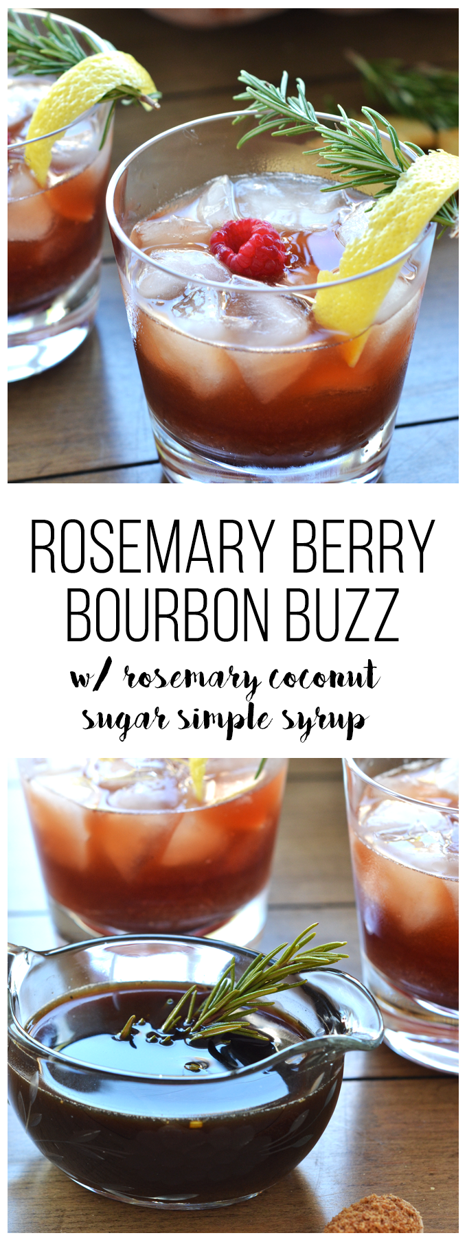 This Rosemary Berry Bourbon Buzz is a perfect fall cocktail! The simple syrup is made with coconut sugar and infused with rosemary for a healthy cocktail option!