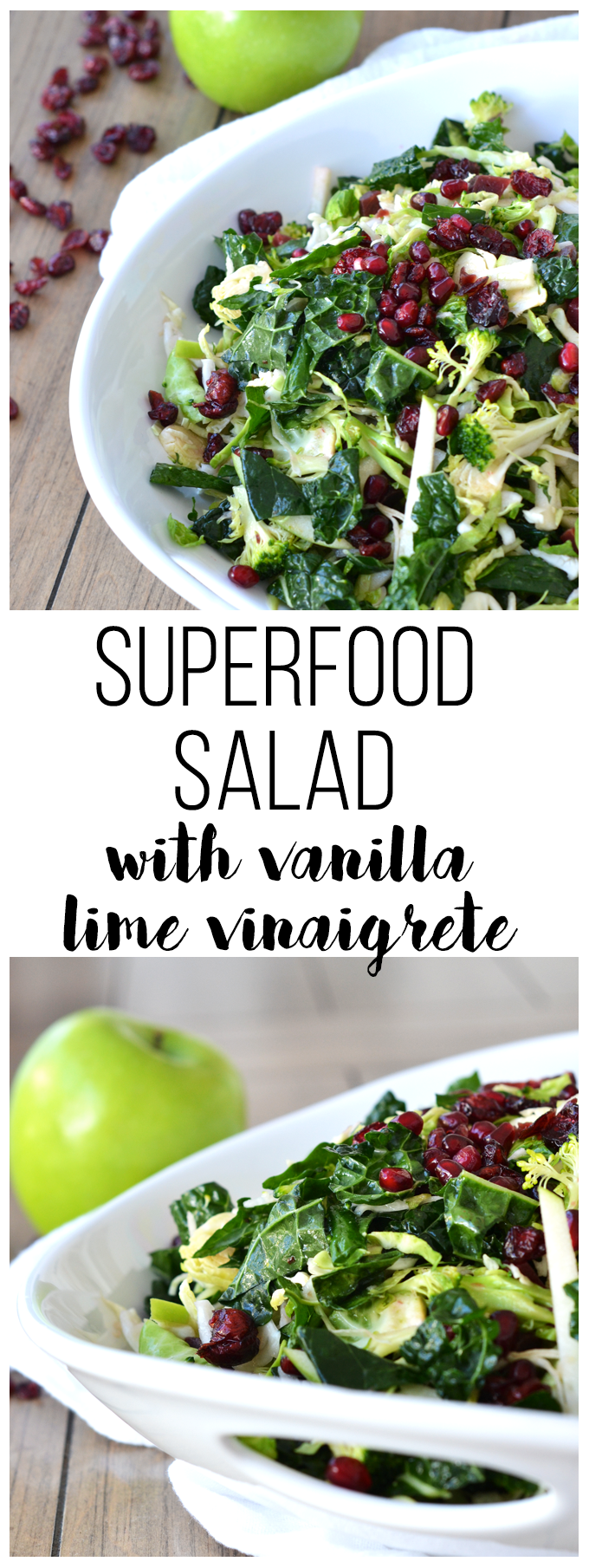 This Superfood Salad is packed with tons of nutrients and coated with a Vanilla Lime Vinaigrette! Paleo & Whole30 compliant!