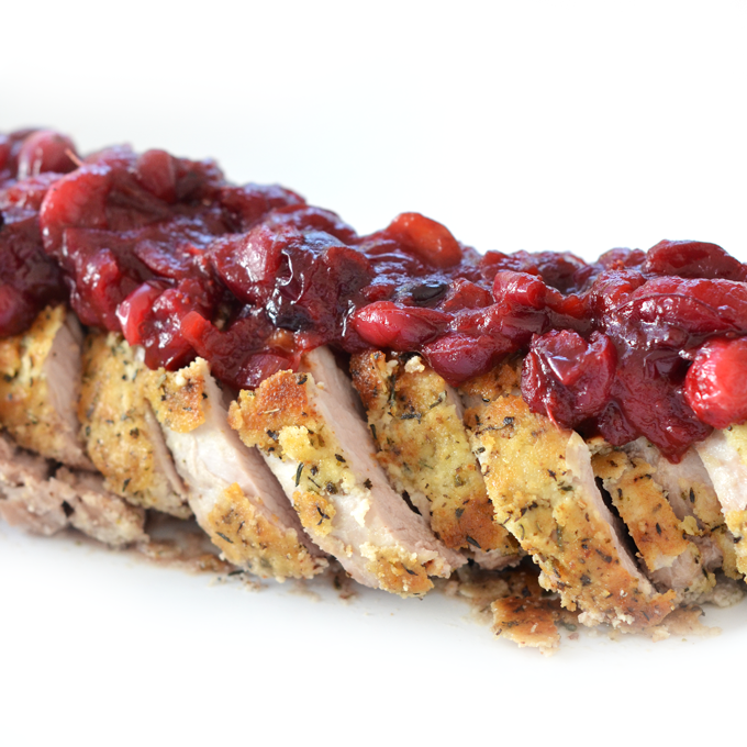 Herb Crusted Pork Tenderloin w/ Cranberry Chutney Little Bits of…