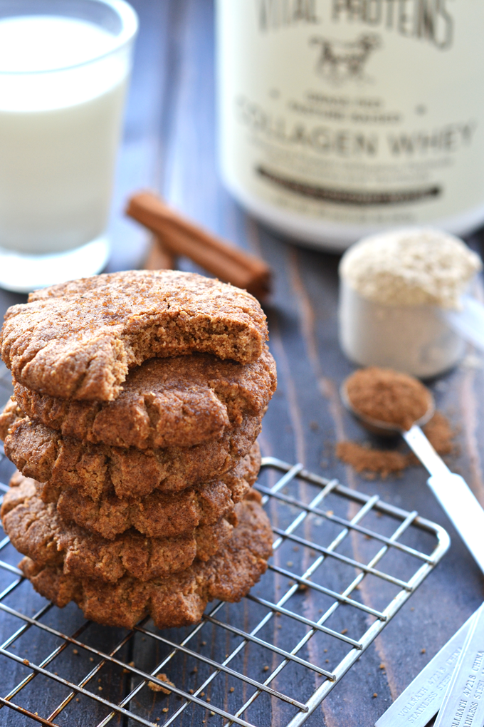 These Chai Spiced Protein Snickerdoodles are packed with protein and a perfect winter treat! They are grain free, refined sugar free and are a healthy option!
