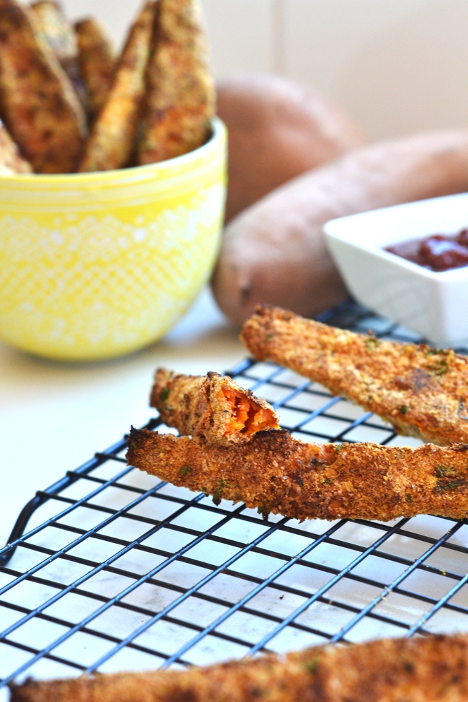 These Crispy Garlic Sweet Potato Wedges are perfect for a super crispy sweet potato fry! They are perfect for a party and are paleo and whole30 approved!