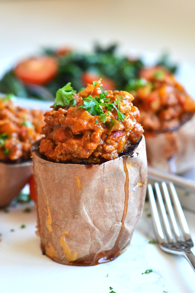 These Curried Turkey Sloppy Joes in Sweet Potato Bowls are the perfect healthy comfort food for your whole30! Packed with nutrients and flavor for a balanced dinner!