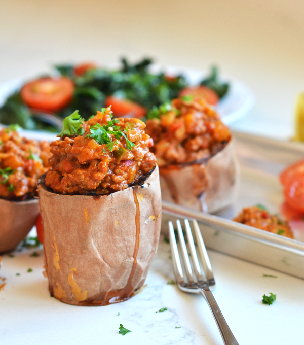These Curried Turkey Sloppy Joes in Sweet Potato Bowls are the perfect healthy comfort food for your whole30! Packed with nutrients and flavor for a balanced dinner!