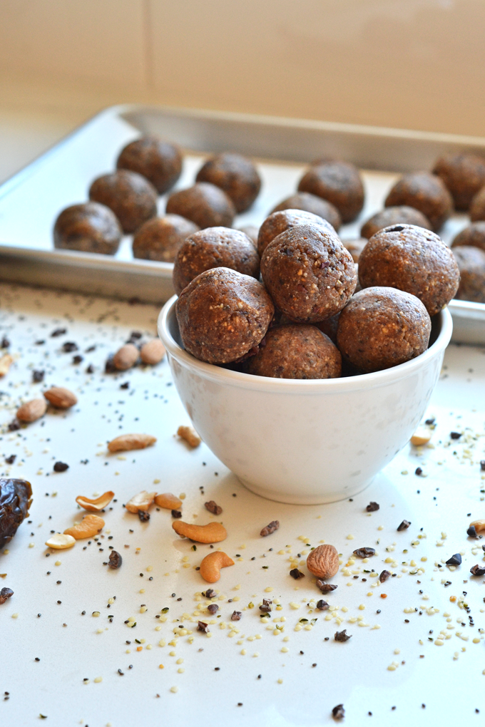 These Nutty Seedy Cacao Bites are packed with nutrients and healthy fats to keep you energized on your Whole30 or just in your healthy lifestyle!