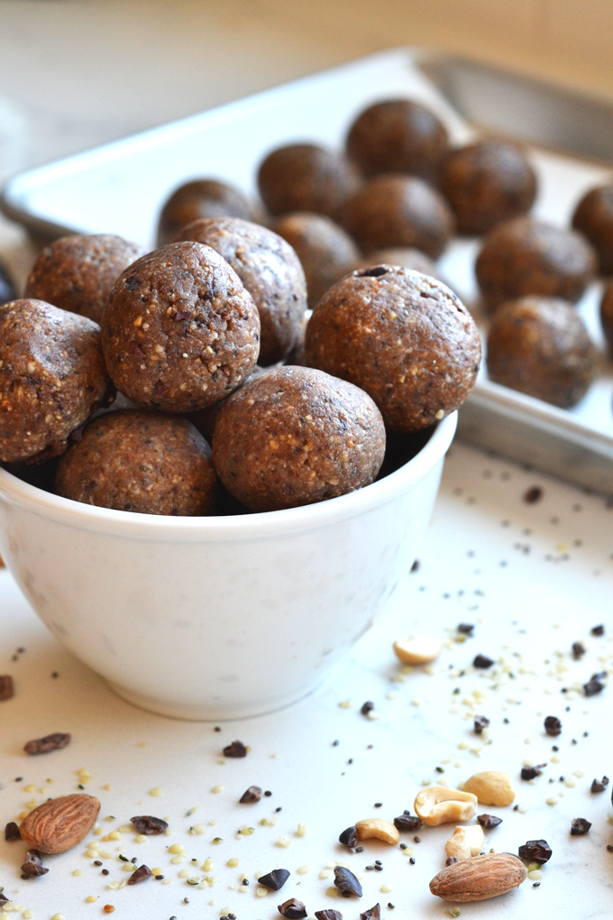 These Nutty Seedy Cacao Bites are packed with nutrients and healthy fats to keep you energized on your Whole30 or just in your healthy lifestyle!