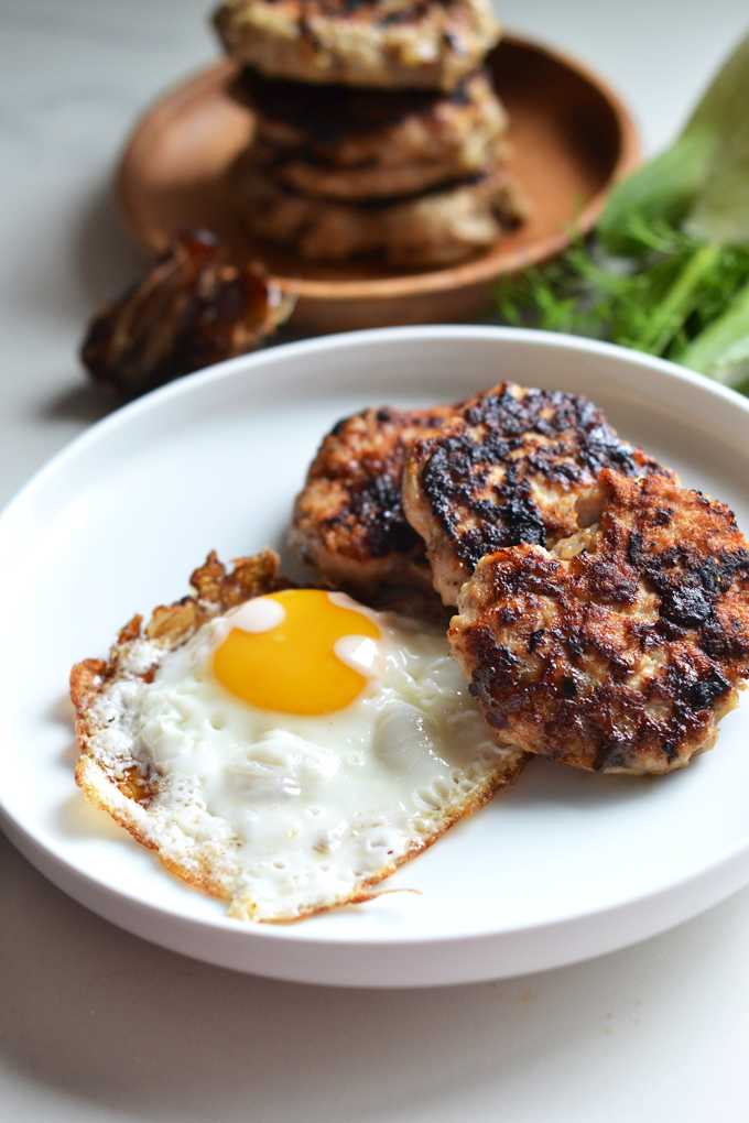 These Caramelized Fennel & Date Chicken Sausage Recipe is a naturally sweetened breakfast meat that is super easy to make and nourishing for your whole30 or paleo life!