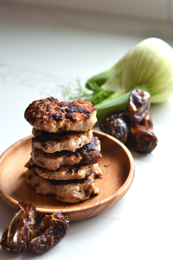 These Caramelized Fennel & Date Chicken Sausage Recipe is a naturally sweetened breakfast meat that is super easy to make and nourishing for your whole30 or paleo life!