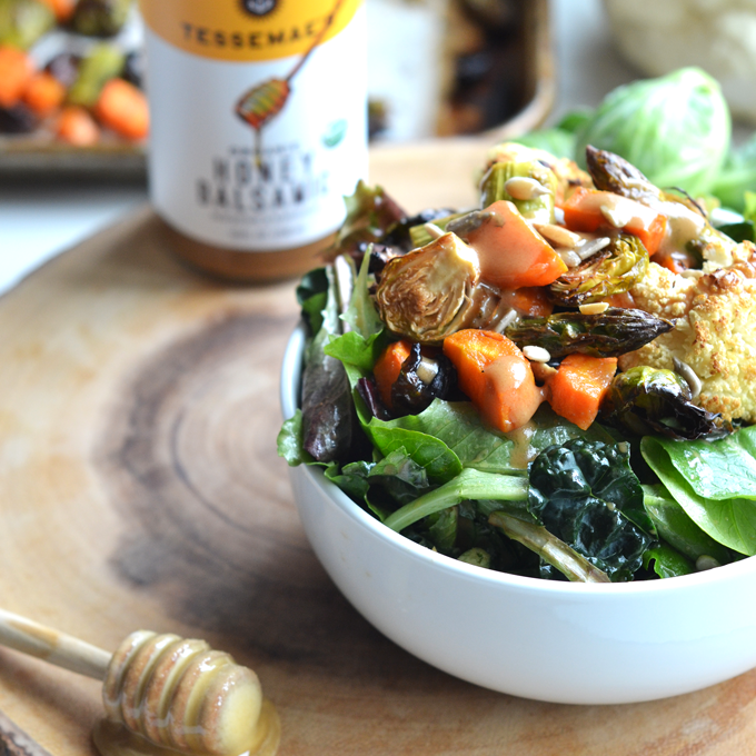Honey Balsamic Roasted Veggie Salad - Little Bits of Real Food