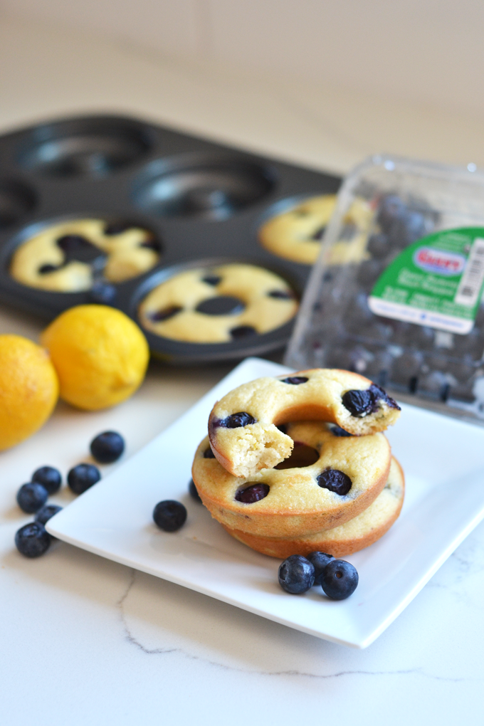 These Paleo Blueberry Lemon Donuts are the perfect grain free and refined sugar free way to enjoy your favorite treat!