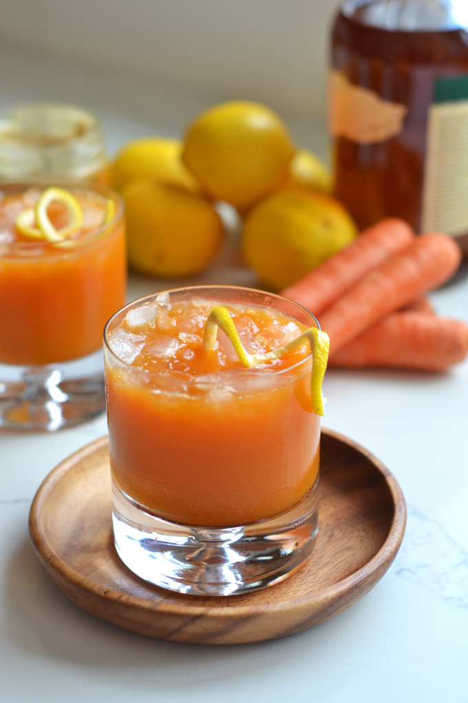 This Carrot Whiskey Cocktail is the perfect way to get your Vitamin A in while enjoying a tipsy drink!