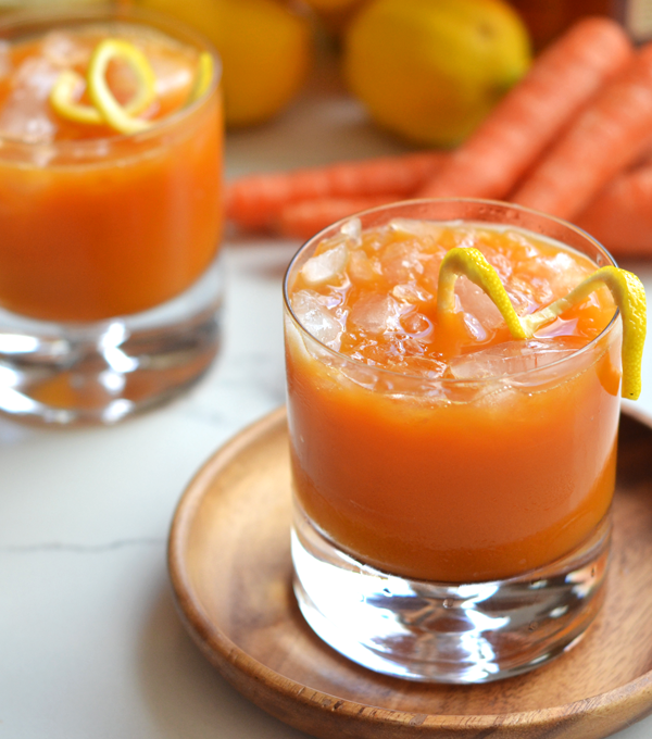 This Carrot Whiskey Cocktail is the perfect way to get your Vitamin A in while enjoying a tipsy drink!