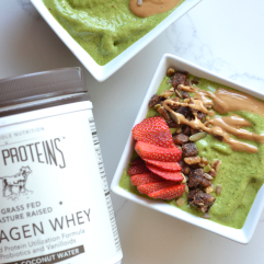 This Vanilla Green Smoothie Bowl recipe is a super simple way to start your morning! Packed with flavor and protein with Vital Proteins!
