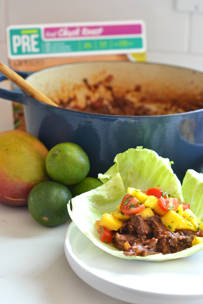 These Chipotle Beef Tacos with Mango Lime Salsa are paleo, Whole30 and so easy to make! You can make them spicy or mild!