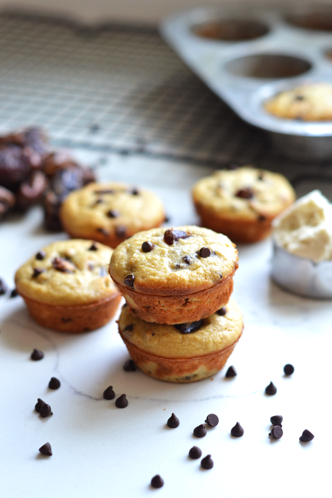 These Grain Free Date and Chocolate Chip Muffins are the perfect snack, dessert or breakfast! Packed with nutrients and comes together in one bowl!