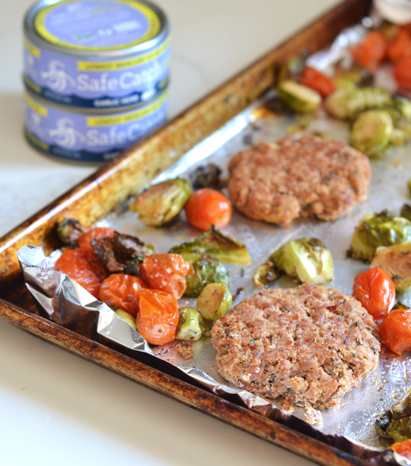 This One Pan Garlic Herb Tuna Cakes and Veggies recipe is a simple way to get a protein and nutrient packed meal in! Whole30 & Paleo with lots of flavor!