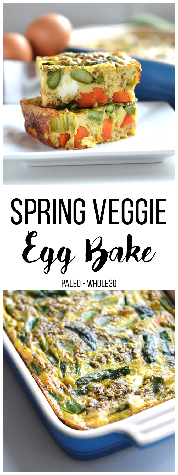 This Spring Veggie Egg Bake is a great way to get your vegetables in at breakfast! Also a great Whole30 & Paleo option for Easter Brunch!