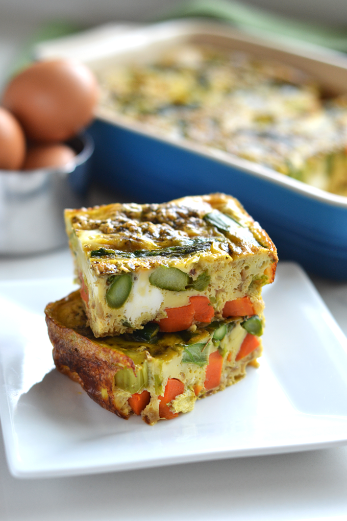 This Spring Veggie Egg Bake is a great way to get your vegetables in at breakfast! Also a great Whole30 & Paleo option for Easter Brunch!