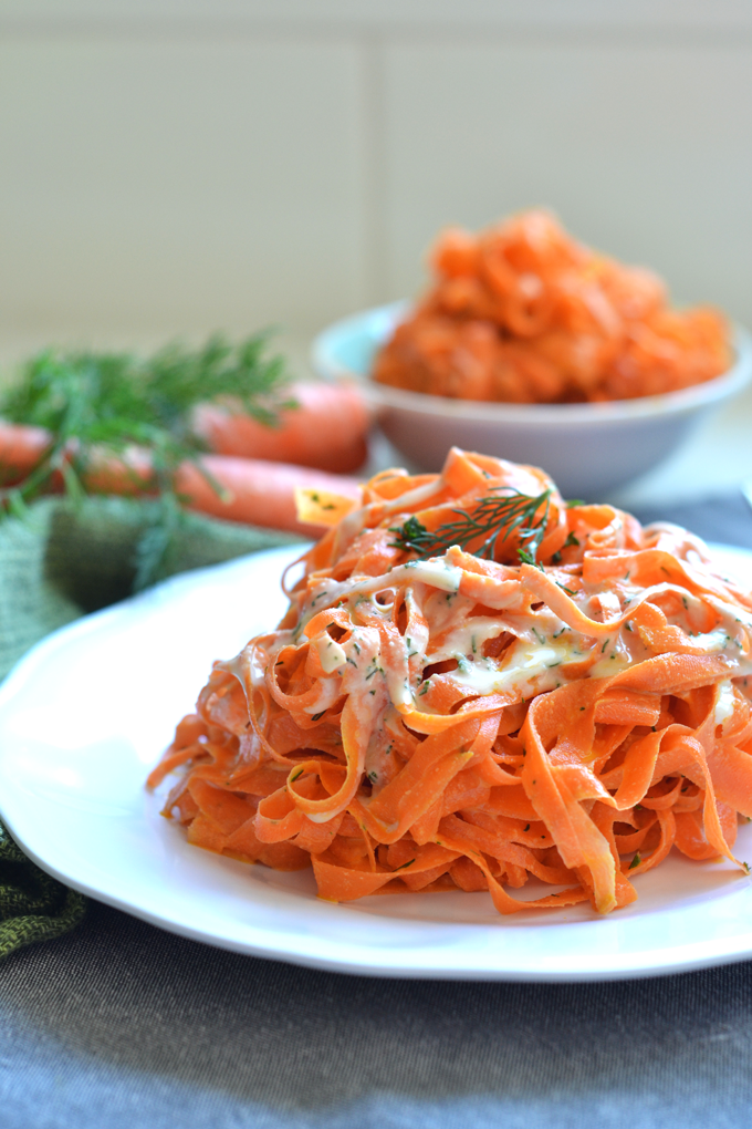 These Tahini Dill Carrot Noodles are a Paleo and Whole30 and the perfect side dish for easter or any occasion!