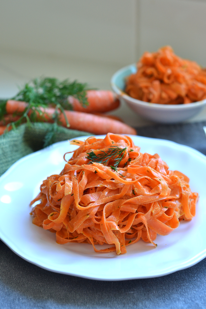 These Tahini Dill Carrot Noodles are a Paleo and Whole30 and the perfect side dish for easter or any occasion!