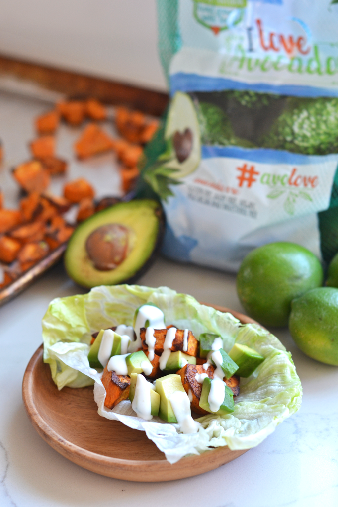 These Charred Cumin Sweet Potato & Avocado Tacos with Lime Crema are paleo, whole30, vegan, dairy free and PERFECT for cinco de mayo or any warm day! Great way to eat your favorite fruits and veggies! 