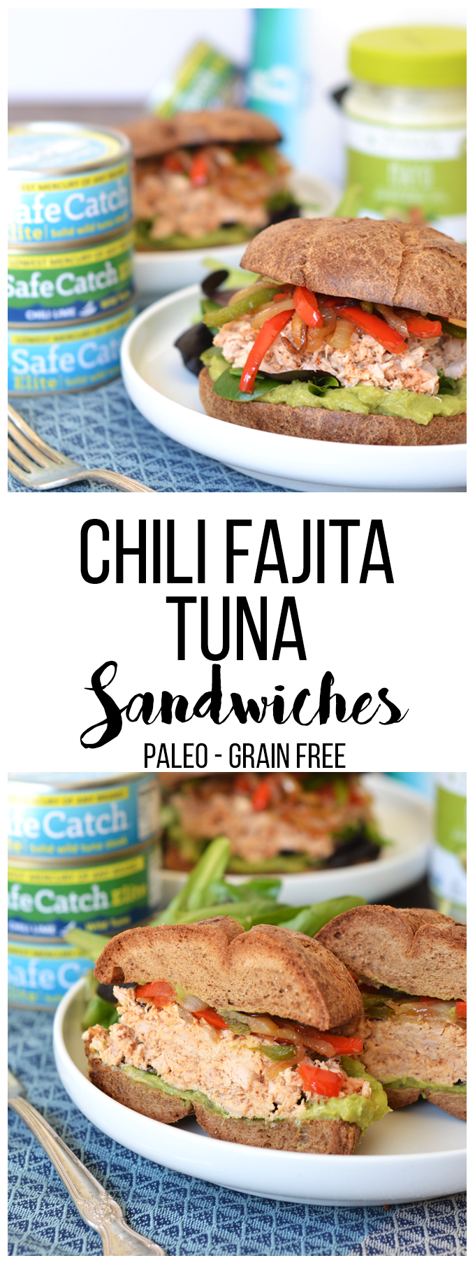 These Chili Fajita Tuna Sandwiches are an easy and paleo meal that is bursting with flavor!