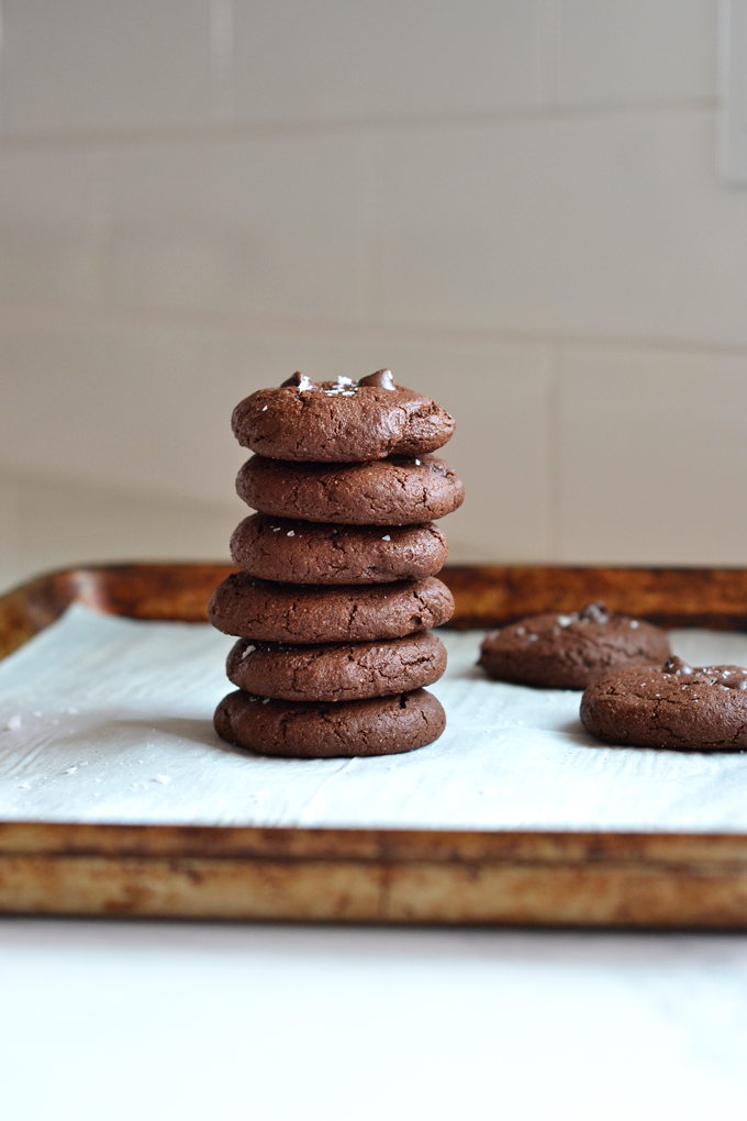 These Grain Free Double Chocolate Cookies are a healthy way to enjoy a decadent dessert! Packed with chocolate flavor and sweetened with coconut sugar!