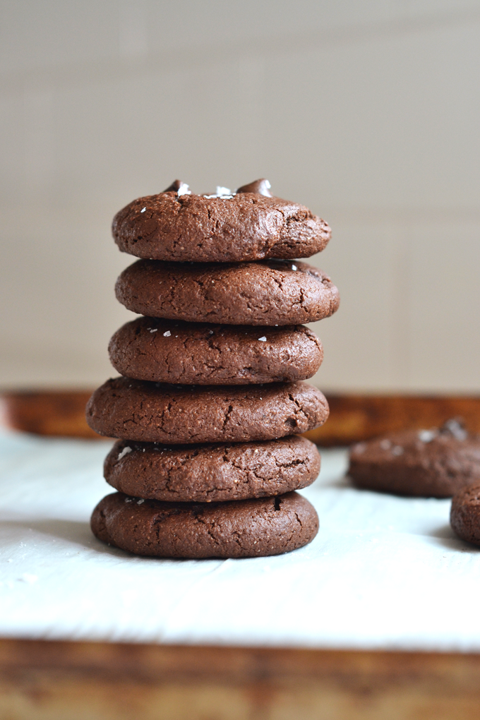 These Grain Free Double Chocolate Cookies are a healthy way to enjoy a decadent dessert! Packed with chocolate flavor and sweetened with coconut sugar!