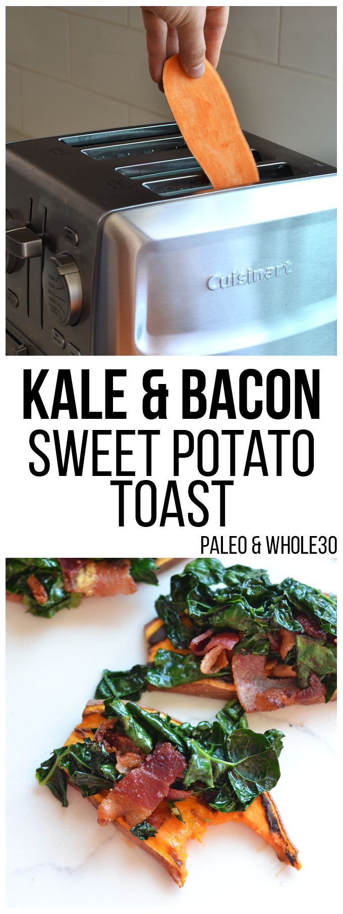 This Bacon Kale Sweet Potato Toast is perfect for breakfast or a snack - Whole30 and Paleo but a dish that everyone will love!