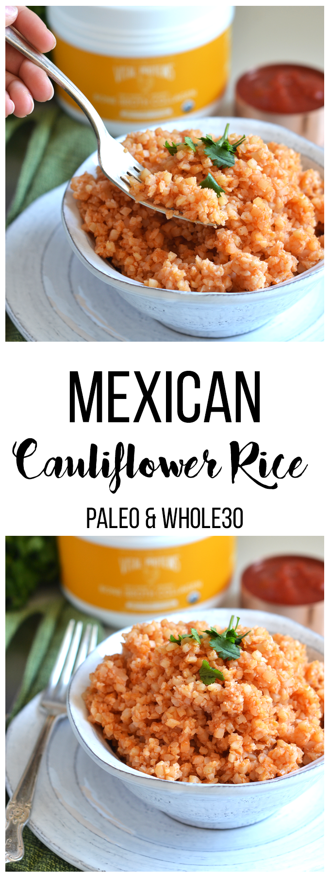This Mexican Cauliflower Rice is the perfect way to enjoy the authentic mexican rice flavors with a healthy and paleo twist!