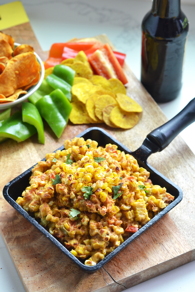 This Mexican Street Corn Dip is dairy free but and packed with yummy grilled sweet corn flavor! It is perfect for a summer party!