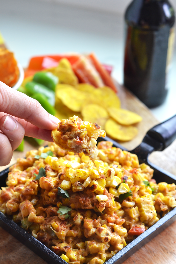 This Mexican Street Corn Dip is dairy free but and packed with yummy grilled sweet corn flavor! It is perfect for a summer party!