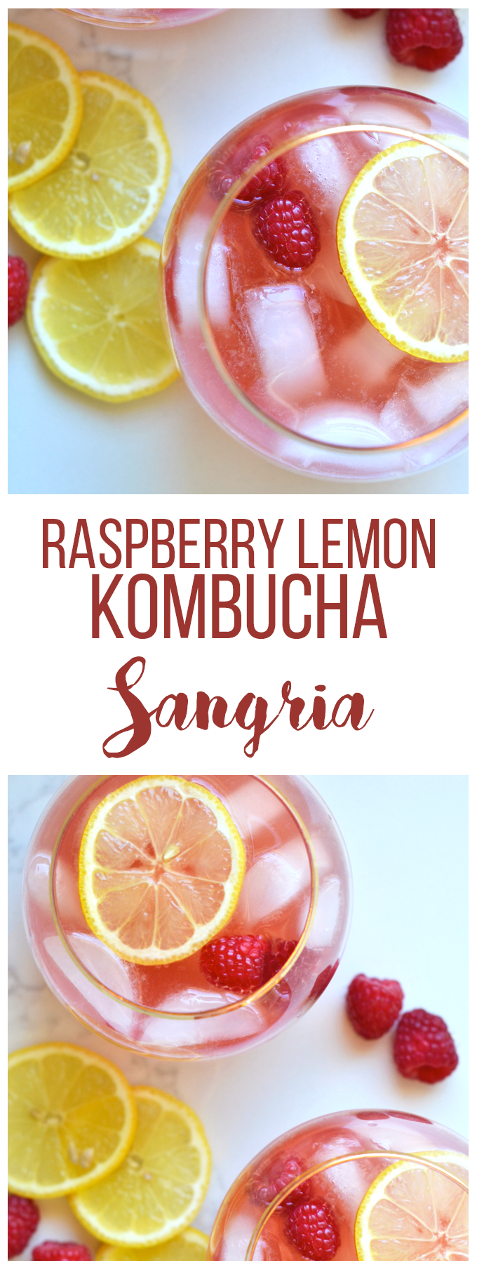 This Raspberry Lemon Kombucha Sangria is the perfect fresh way to celebrate the summer! Packed with flavor and probiotics!