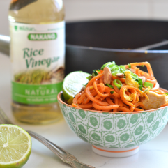 This Sweet Potato Chicken Pad Thai is an easy Whole30 and paleo recipe that reminds you of the classic recipe!