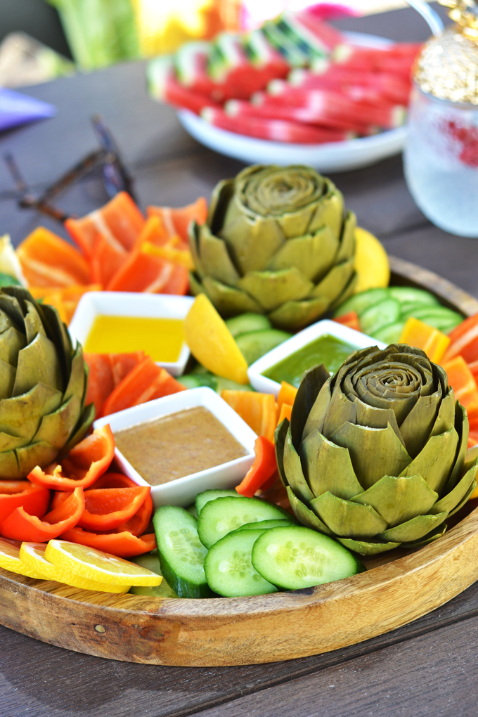 This Whole30 Artichoke Platter is the perfect appetizer to bring to a potluck or barbecue this summer or any time of the year!