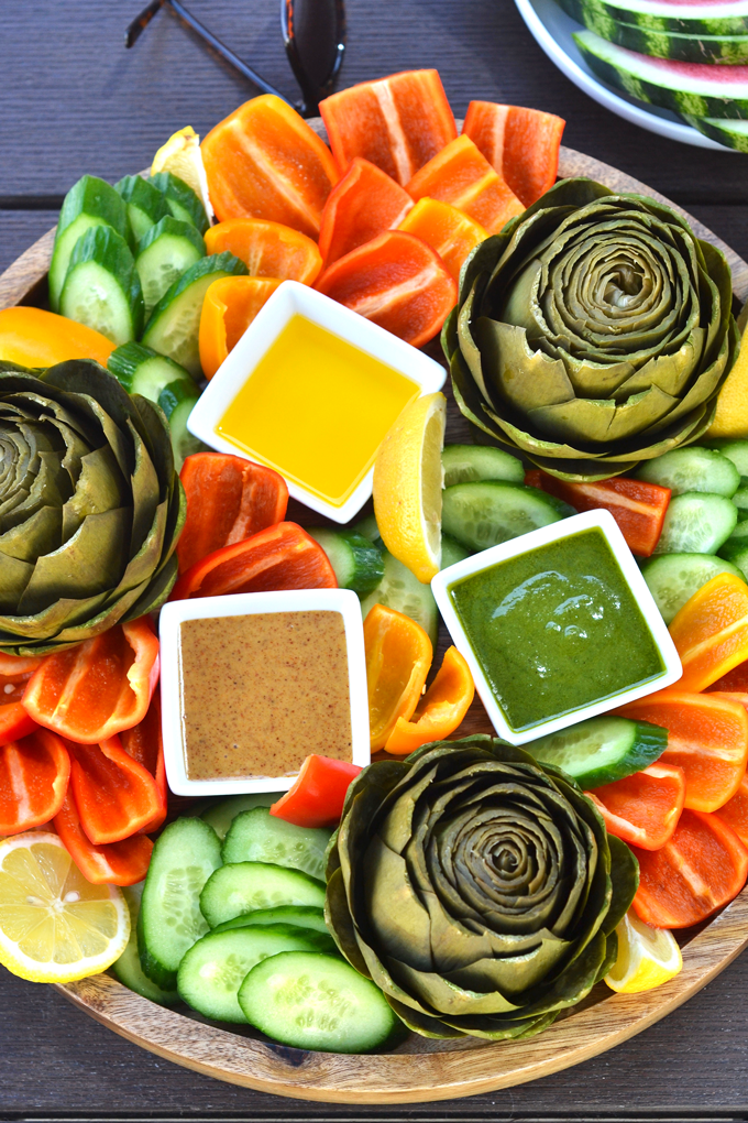 This Whole30 Artichoke Platter is the perfect appetizer to bring to a potluck or barbecue this summer or any time of the year!