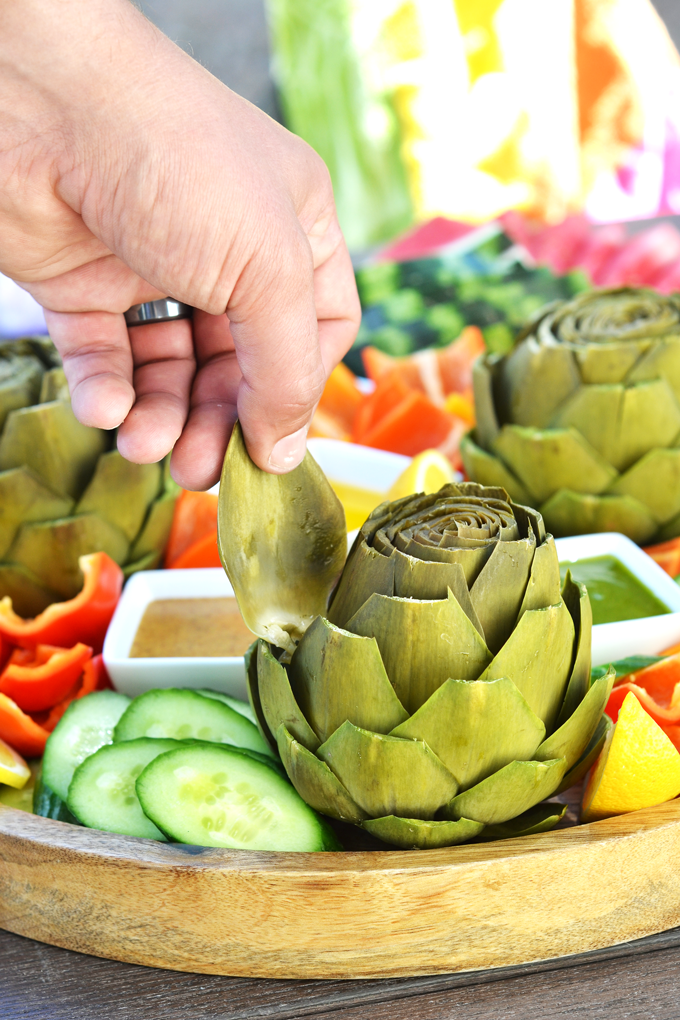 This Whole30 Artichoke Platter is the perfect appetizer to bring to a potluck or barbecue this summer or any time of the year!