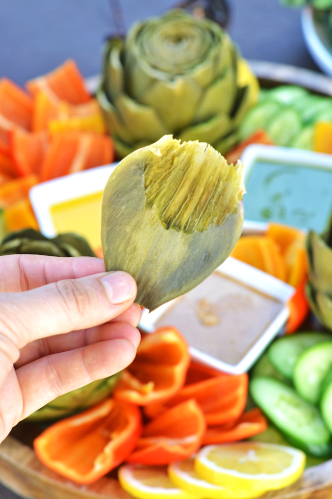 This Whole30 Artichoke Platter is the perfect appetizer to bring to a potluck or barbecue this summer or any time of the year!