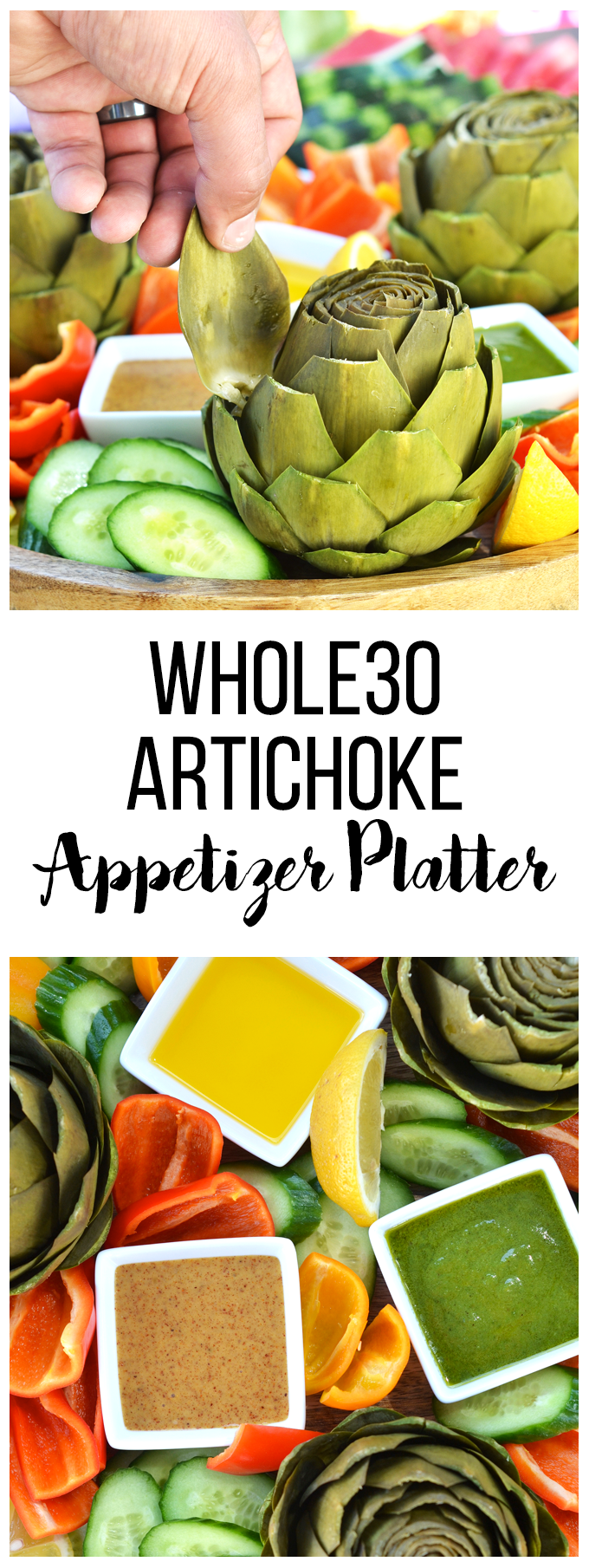 This Whole30 Artichoke Platter is the perfect appetizer to bring to a potluck or barbecue this summer or any time of the year!