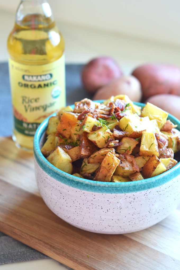 This Bacon Dill Roasted Potato Salad is the perfect paleo and Whole30 side dish for a summer party!