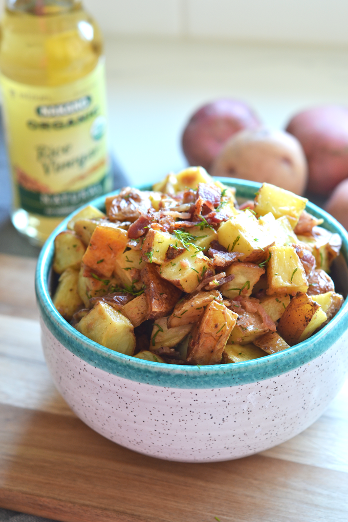 This Bacon Dill Roasted Potato Salad is the perfect paleo and Whole30 side dish for a summer party!