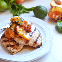 This Grilled Mojito Chicken and Peaches is a healthy and delicious meal for summer grilling! It is paleo and great for any dinner!