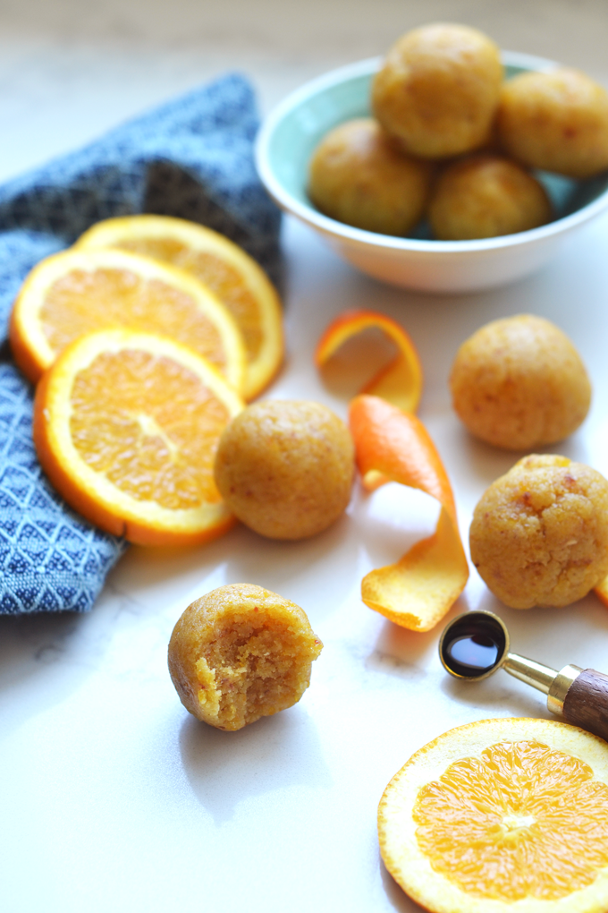 These Orange Vanilla Energy Balls are the perfect summer snack for busy days! Full of protein and carbs to fuel a workout!