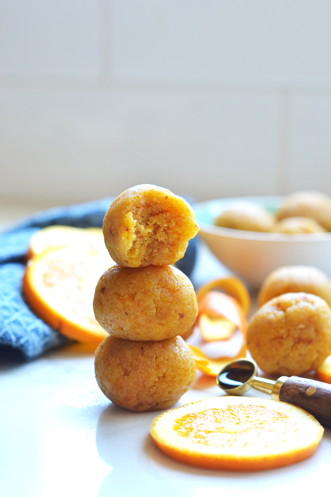 These Orange Vanilla Energy Balls are the perfect summer snack for busy days! Full of protein and carbs to fuel a workout!