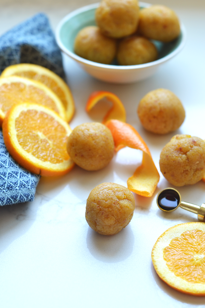 These Orange Vanilla Energy Balls are the perfect summer snack for busy days! Full of protein and carbs to fuel a workout!