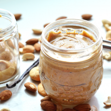 This Vanilla Bean Almond and Cashew Butter is a simple, whole30 and paleo nut butter that whips up in no time. Perfect on sweet potato toast!