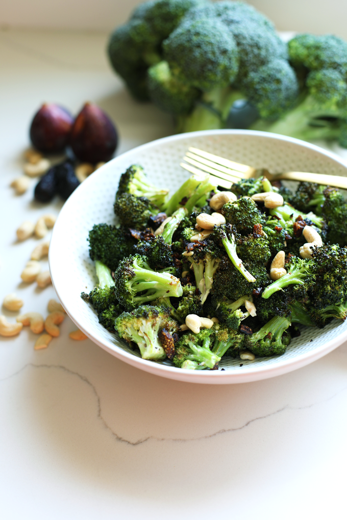 This Fig and Sage Roasted Broccoli Salad is a great paleo and whole30 side dish for summer or fall! Delicious for everyone!