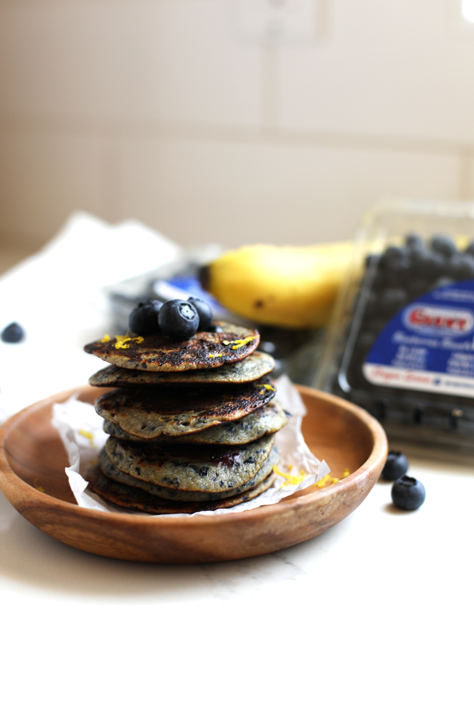 These Paleo Blueberry Muffin Pancakes only have a few ingredients and are a great breakfast option for anyone!